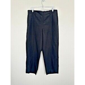 VINCE Women's Mid Rise Pleat Front Pull On Pant Black Tencel Wool Blend Sz Large